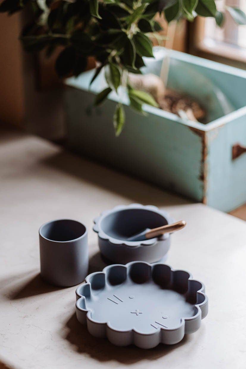 Placa de silicone Eden com ventosa (cinza pérola)