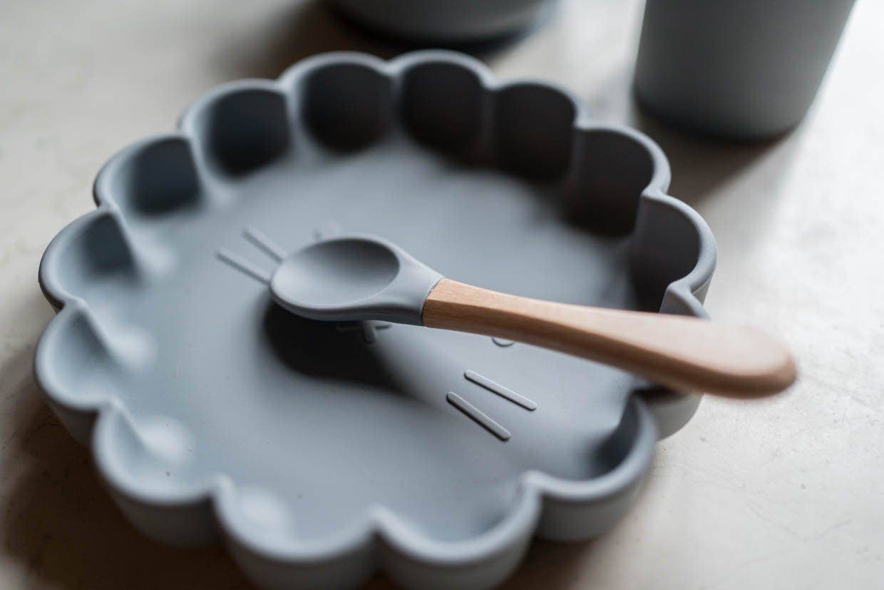 Placa de silicone Eden com ventosa (cinza pérola)