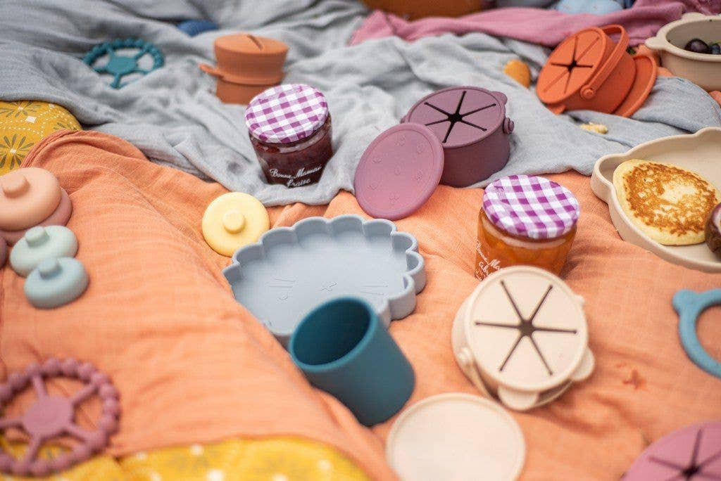 Placa de silicone Eden com ventosa (cinza pérola)