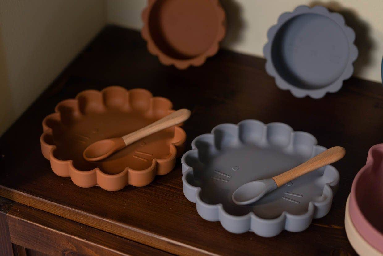 Placa de silicone Eden com ventosa (cinza pérola)