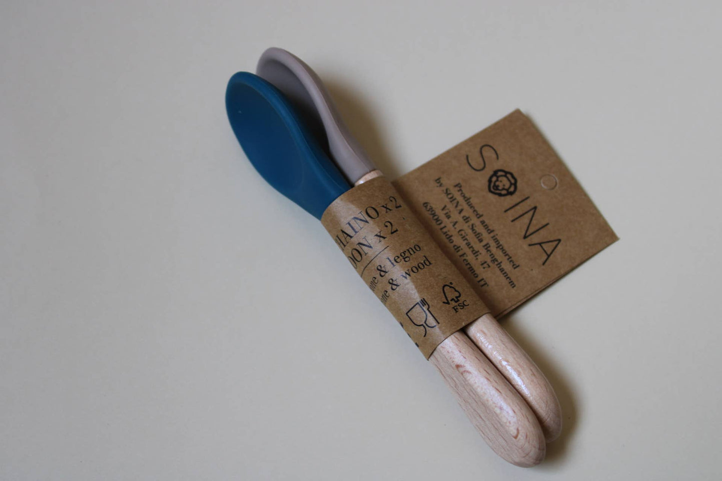 Conjunto de duas colheres de chá (azul meia-noite/marfim)