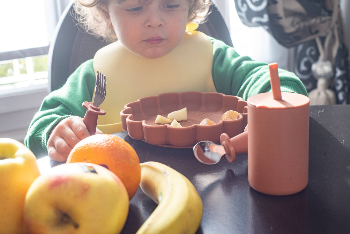 Conjunto de talheres de garfo/colher (castanha/camelo)